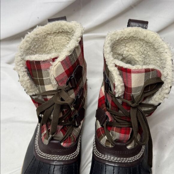 Sorel Women’s Tivoli Ankle Waterproof Red Plaid Lace Up Boots. Size 9.5. - Picture 5 of 12